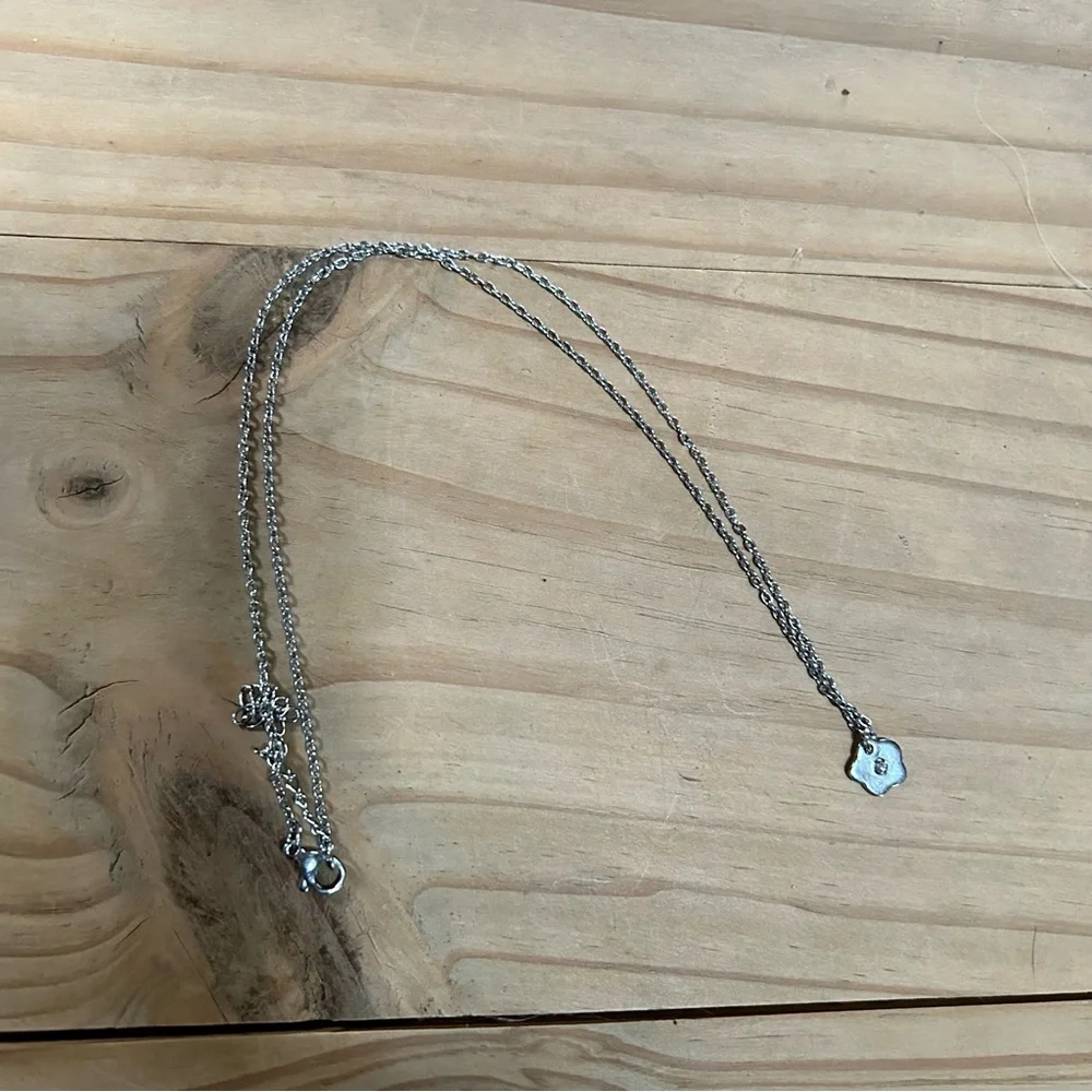 Handcrafted clear glass stone accent flower pendant on chain necklace